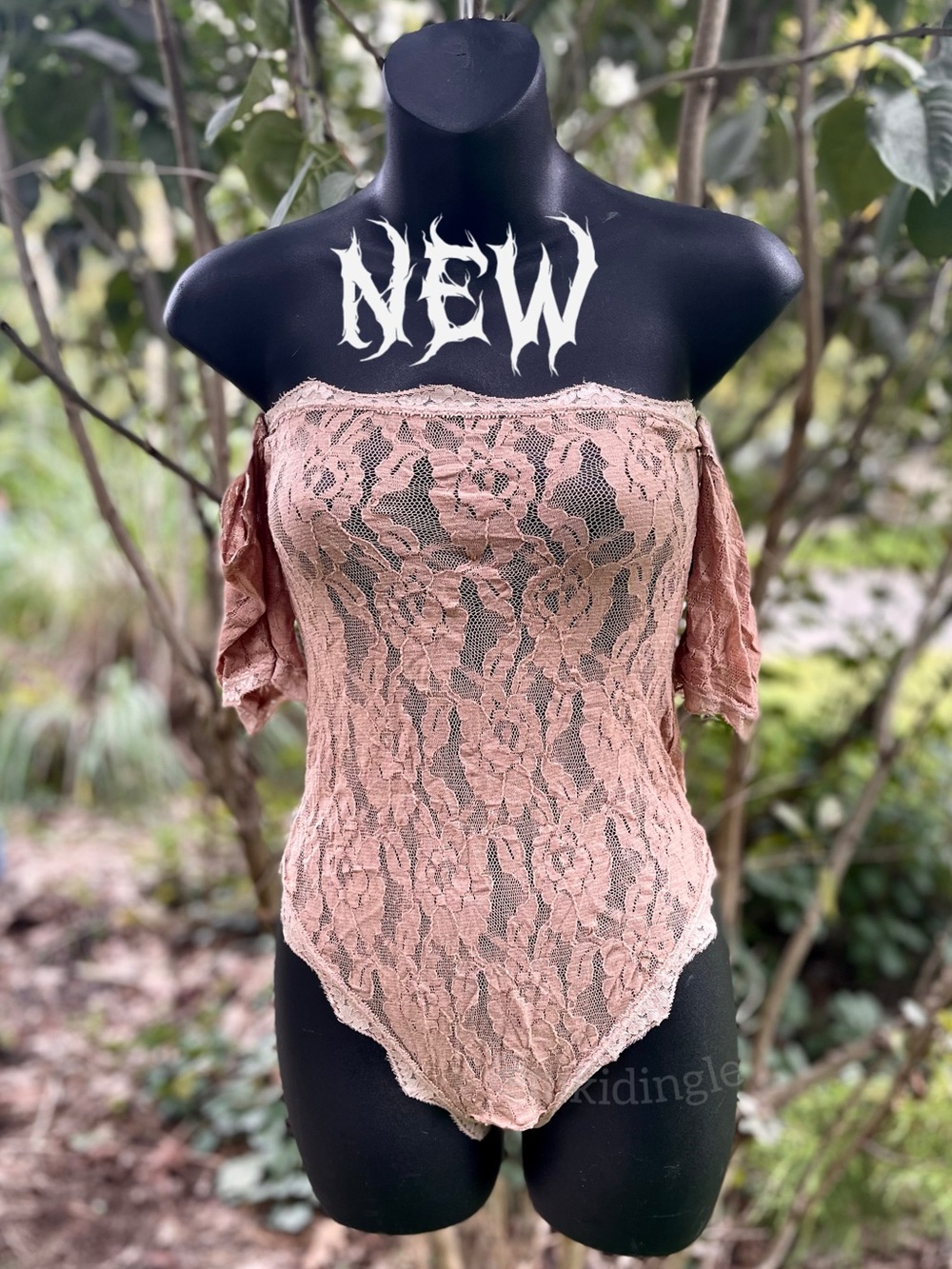 Dolls Kill Leg Avenue Crotchless Lingerie Bodysuit Scalloped Off Shoulder S - M